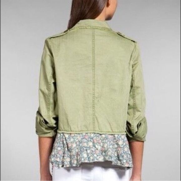 We The Free Green Utility Jacket with Floral Hem size Small - Picture 2 of 6